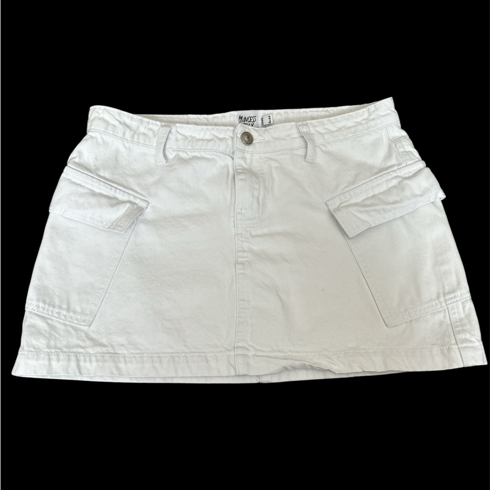 PRINCESS POLLY Zakai Cargo Mini Skirt White size 6 - Picture 2 of 7